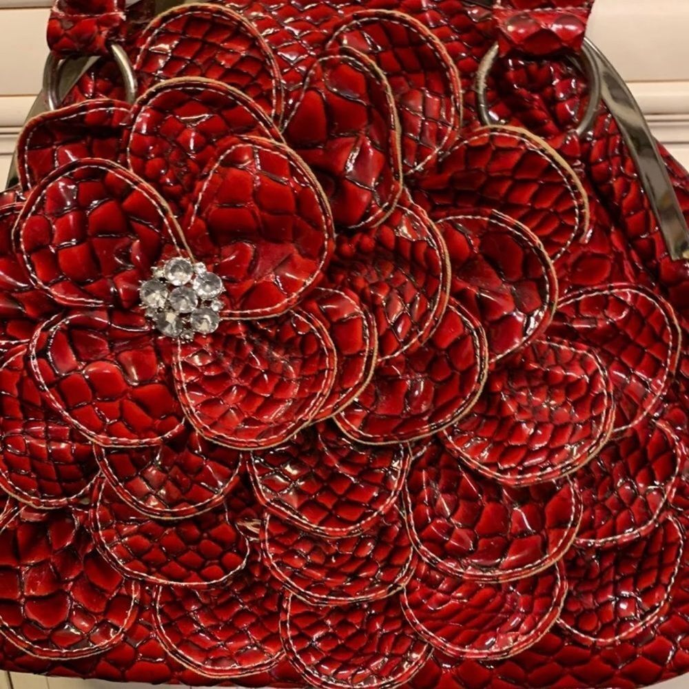Beautiful red handbag with stones